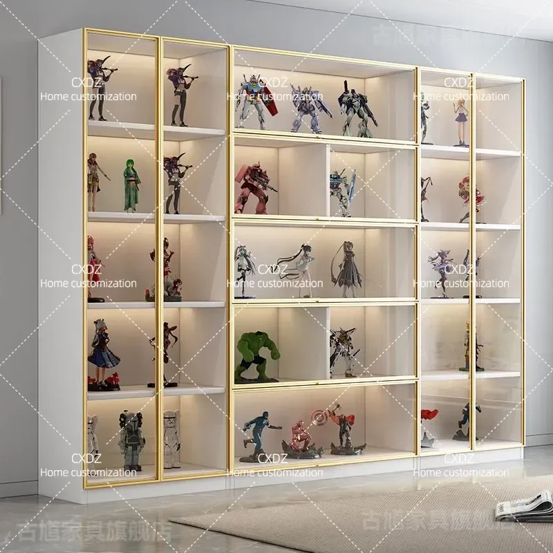 Light Luxury Glass Door Display Cabinet for Figures Dolls Models Home Storage Locker Bookcase Modern Showcase Furniture