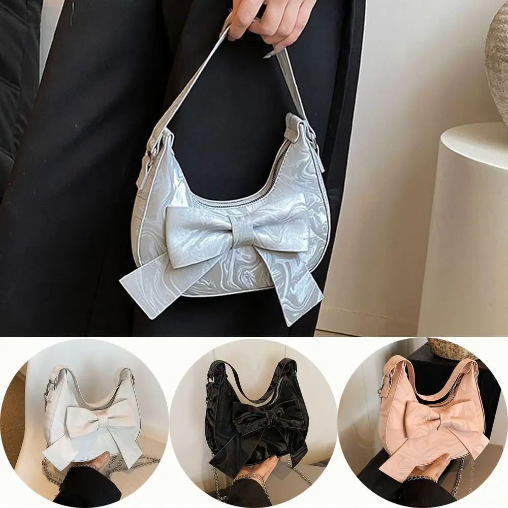 

Female Casual Women Bow Handbag New Large Capacity Shoulder Bags Hand-held Underarm Bag Bow Tote Bag Ladies PU Bags