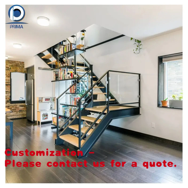 custom.Guangdong Foshan Modern Stairs Interior Stairs Floating Straight Design Luxury Solid Wood Treads Fabricated Steel