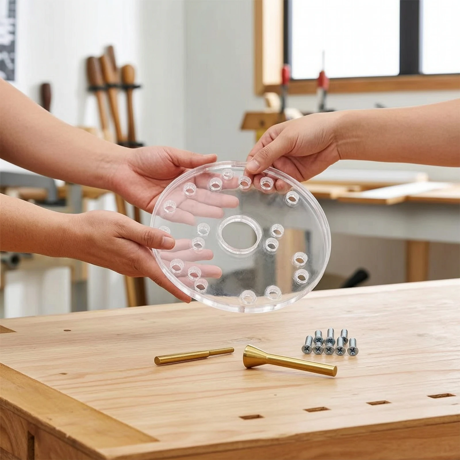 Router Base Plate Precision Acrylic Base Plate with Guide Pin Pre-Drilled Compatible for Woodworkers, Woodworking, Edge Trimming