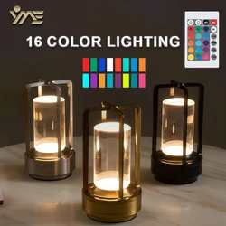 Lámpara de mesa led portátil recargable, lámpara de escritorio con Interruptor táctil, luces de decoración de habitación, atmósfera exterior, accesorio de luz nocturna RGB 16, nuevo