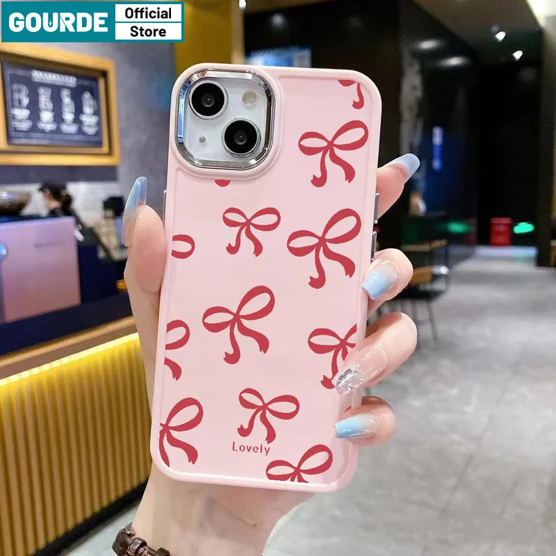 Gourde Fashion Coquette Casing Pink Bow Pattern Phone Case for Iphone 16 15 14 12 13 11 Pro Max IP 7 8 Plus Iphon X XS XR Xs Max