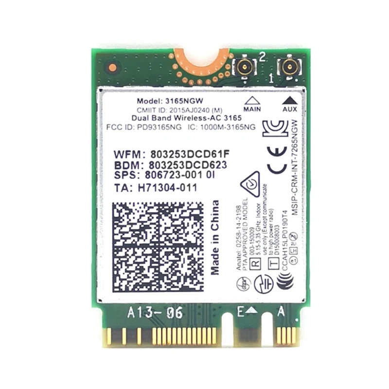 

600M Dual-Band 5G 3165NGW WirelessAC Card BT4.0 806723-001 NGFF