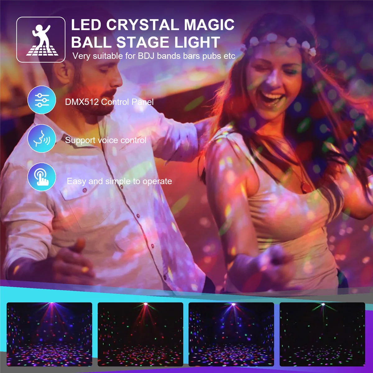 RIRI LED RGB Cristal Bola Mágica Efeito Luz DMX Discoteca Dj Luz de Palco para KTV Club Pub Bar Show de Casamento ativado por voz