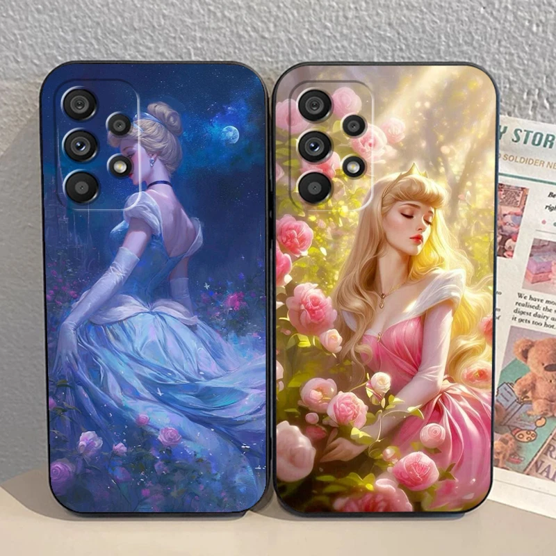 Princess Cinderella Ella For Samsung A53 A52 A33 A32 A51 A71 A21S A13 A73 A55 A22 A23 A35 A72 A54 A12 5G Black Back Phone Case