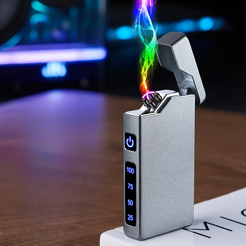 

High Quality Type-C Electric Charging Lighter Windproof Dual Arc USB Cigarette Lighter Smoking Accessories Gadgets for Men Gifts