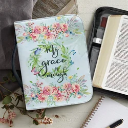 FORUDESIGNS Bible Study Book Holy Cover Case Carry Bag Bible My Grace Is Enough Study Book Holy Cover Case Protective Leather