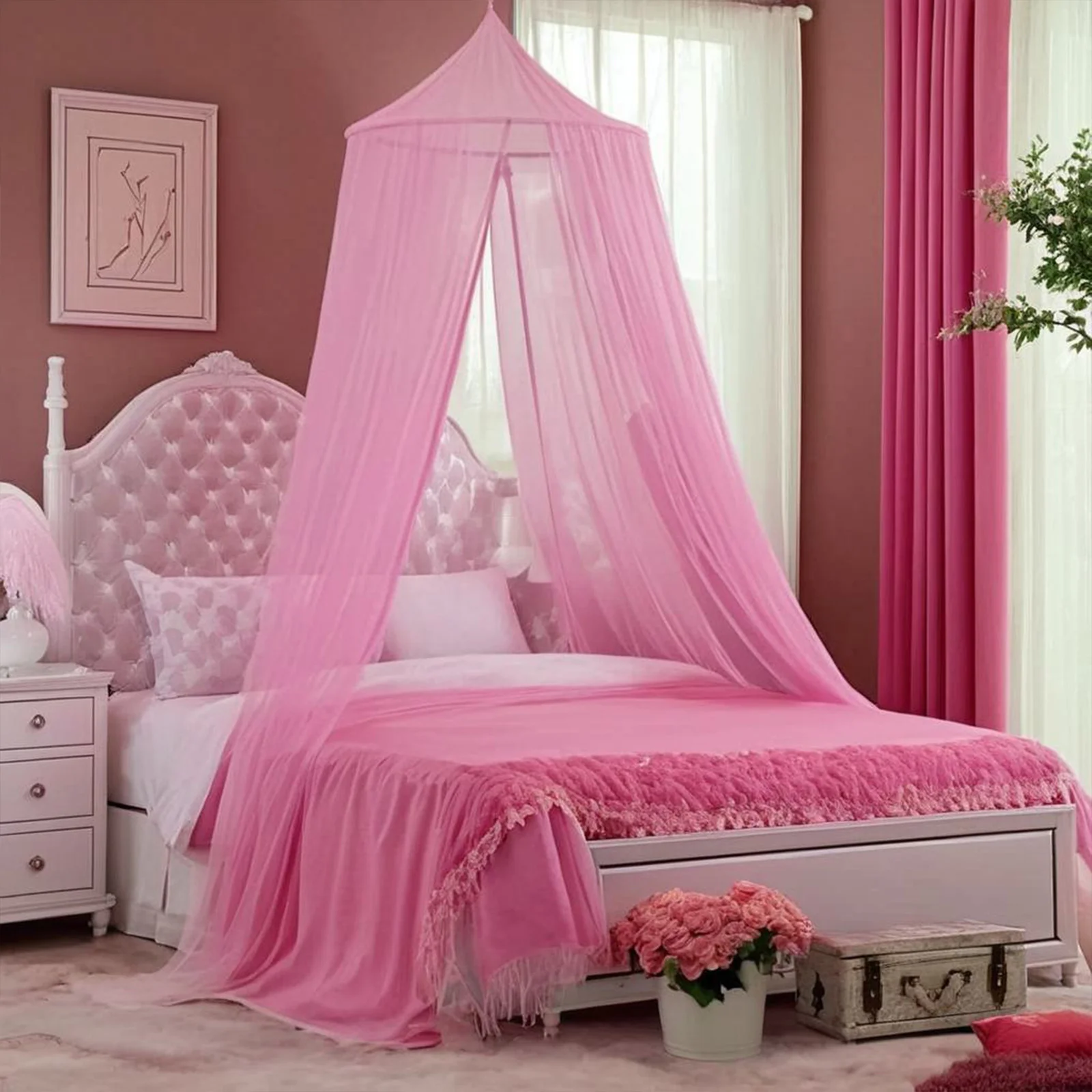 Elegant Round Lace Insect Bed Canopy Netting Curtain Women Girl Princess Mosquito Net Dome Mosquito Net Bedding Net