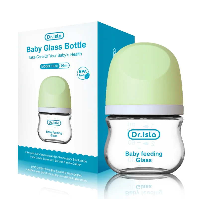 Dr.isla Newborn Feeding Glass Bottles 90ML/160ML Baby Bottle Glass Bottles Anti-flatulence Milk Feeding Bottles Infant BPA free