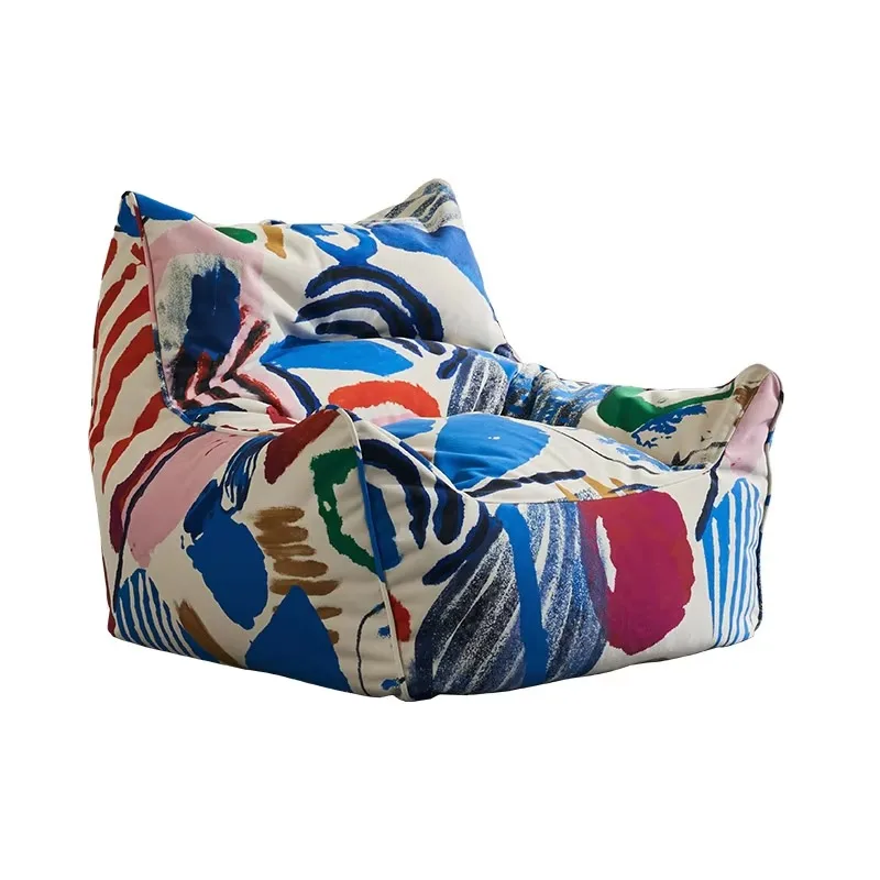 Artistic Printed Bean Bag Chair - Comfortable Lazy Sofa for Living Room & Bedroom