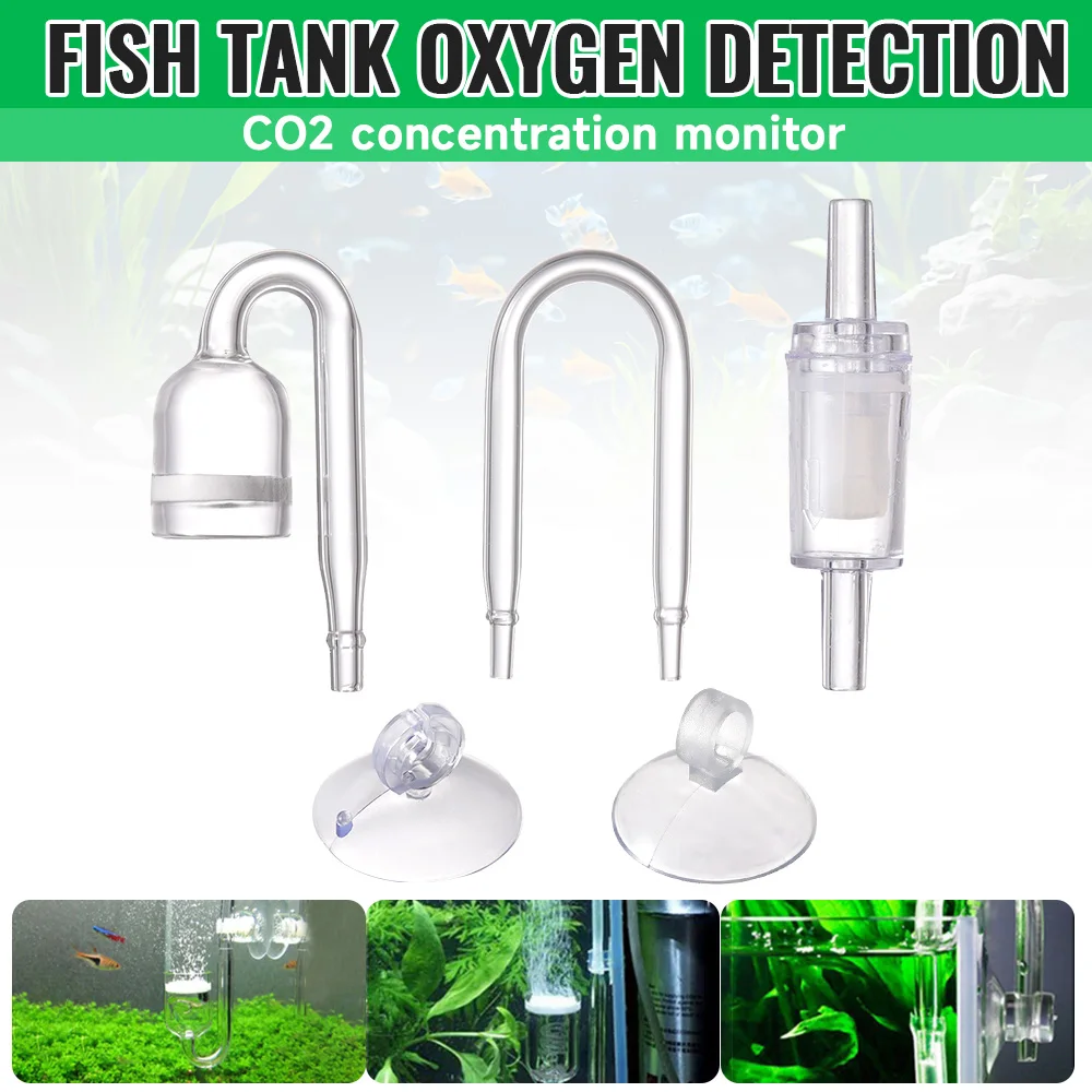 1 Set Aquarium CO2 System Diffuser Check Valve U Shaped Glass Tube Bend Accessory DIY Diffusion Regulator Suction Cup Parts
