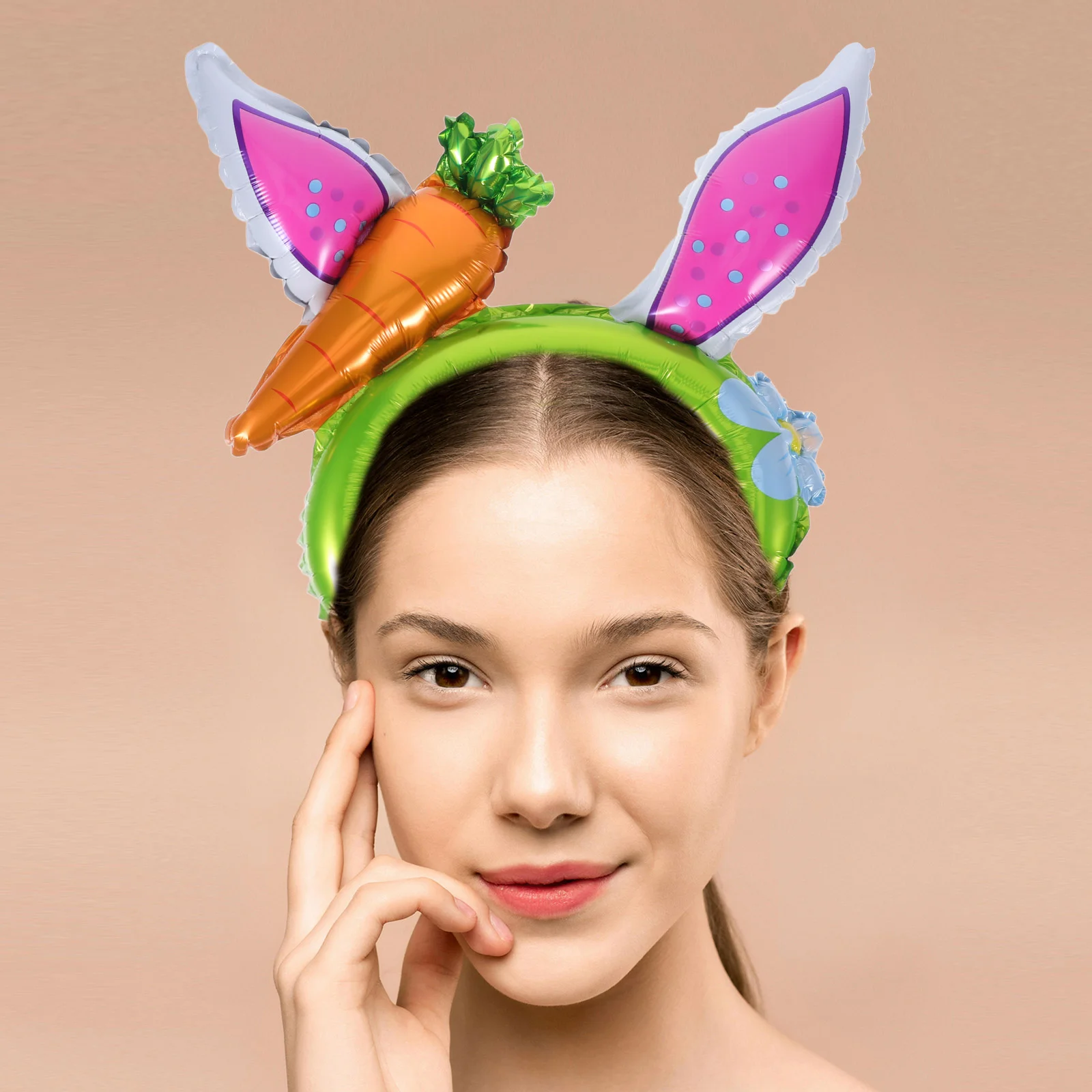 

10 Pcs Inflatable Bunny Ears Headwear Headband Party Decorations Birthday Easter Balloon Balloons Aluminum Foil Child