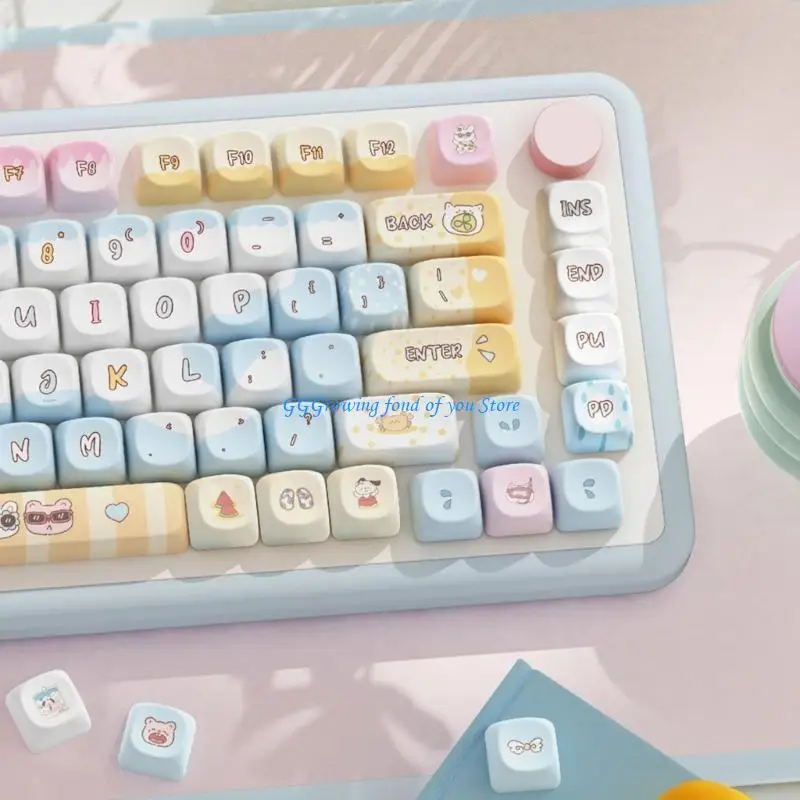 

H9EB Cartoon Caleoon Animalcaps MCA Profile 112pcs Keycap Установите толстые PBT Heat Sublimated для механических клавиатур