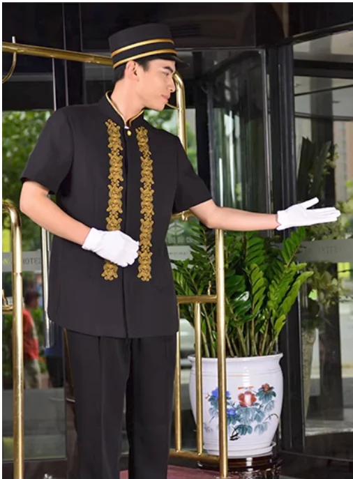 

Hotel concierge uniform, bellman reception, summer men's work clothes