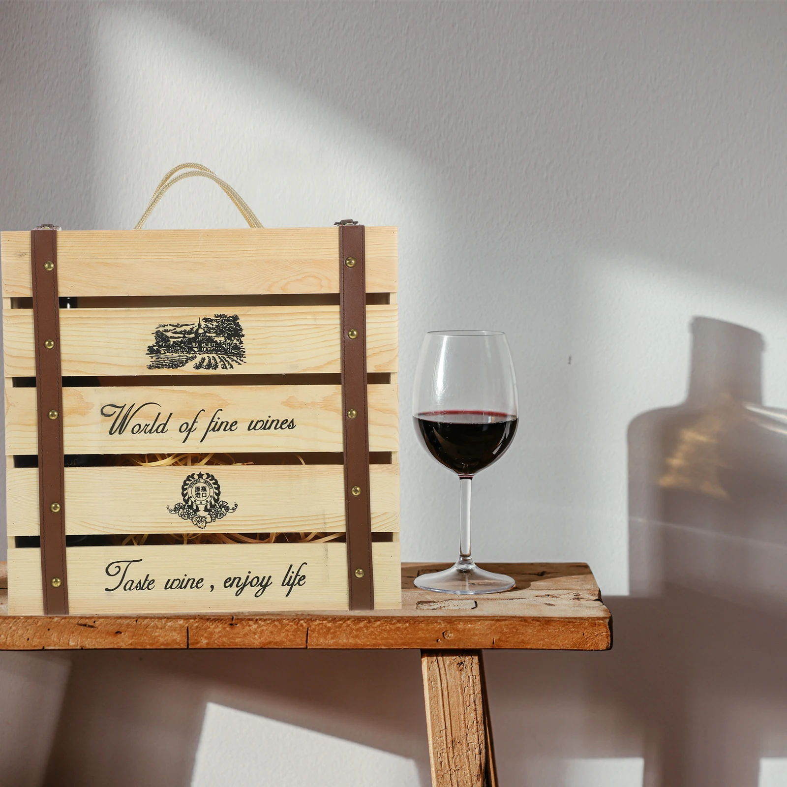 

Wooden Box Hollow Design Vintage Bottle Box Decorative Storage Case Gifts Party Home Office Bar Tools