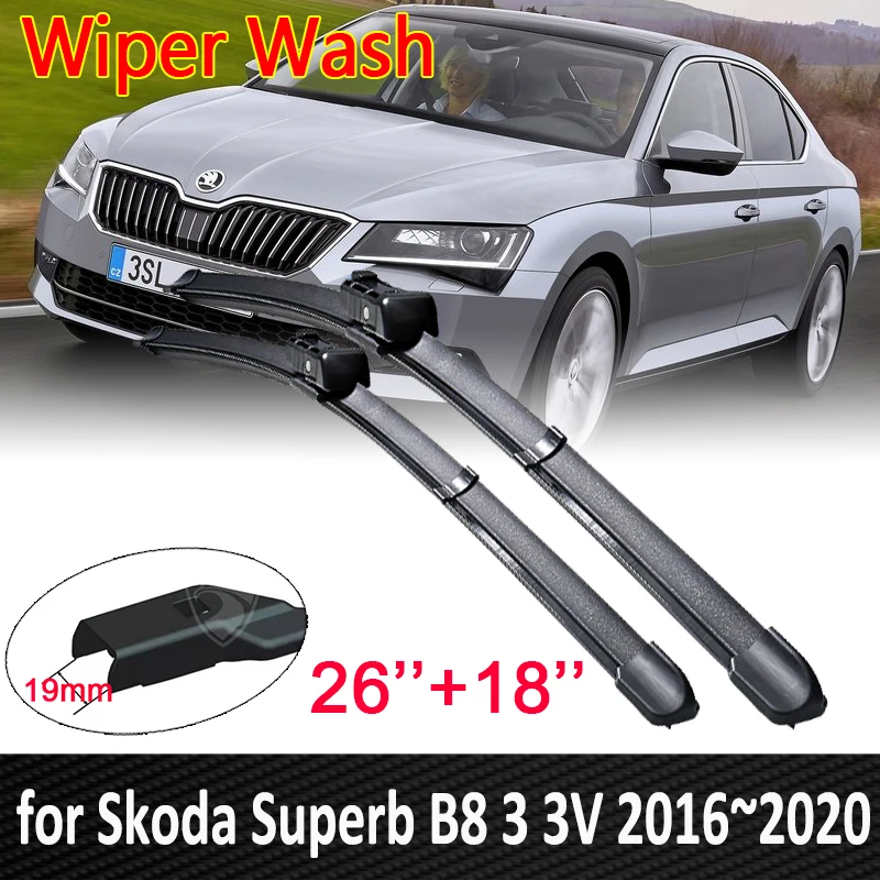 for Skoda Superb B8 3 3V 2016~2020 2017 2018 2019 MK3 Car Wiper Blades Front Windscreen Windshield Wipers Car Accessories