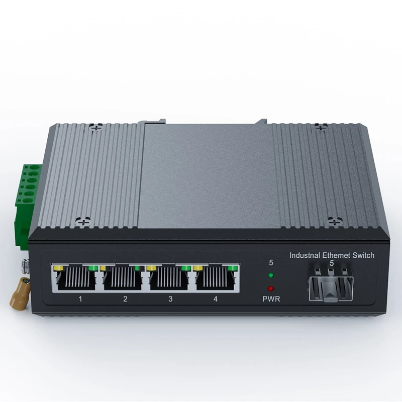 Module 5 Port Industrial Poe Gigabit Din Rail Ethernet Switch, 4 Port Switch With SFP 10/100/1000Mbps IP40 Unmanaged 48V Output