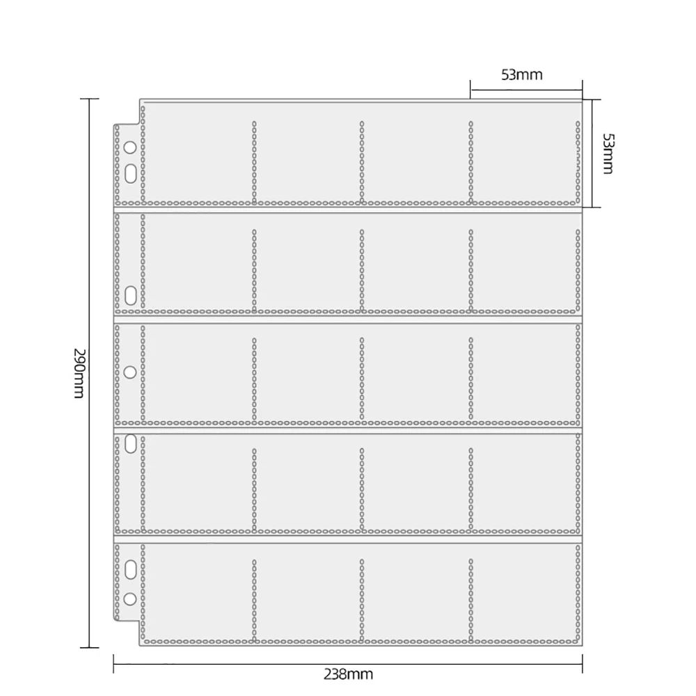 2x2 рукава для сбора альбомов для монет, без ПВХ, листы для переплета для монет формата А4, 20 карманов, 5x5 см, картон для монет, откидные страницы, держатель для пленки