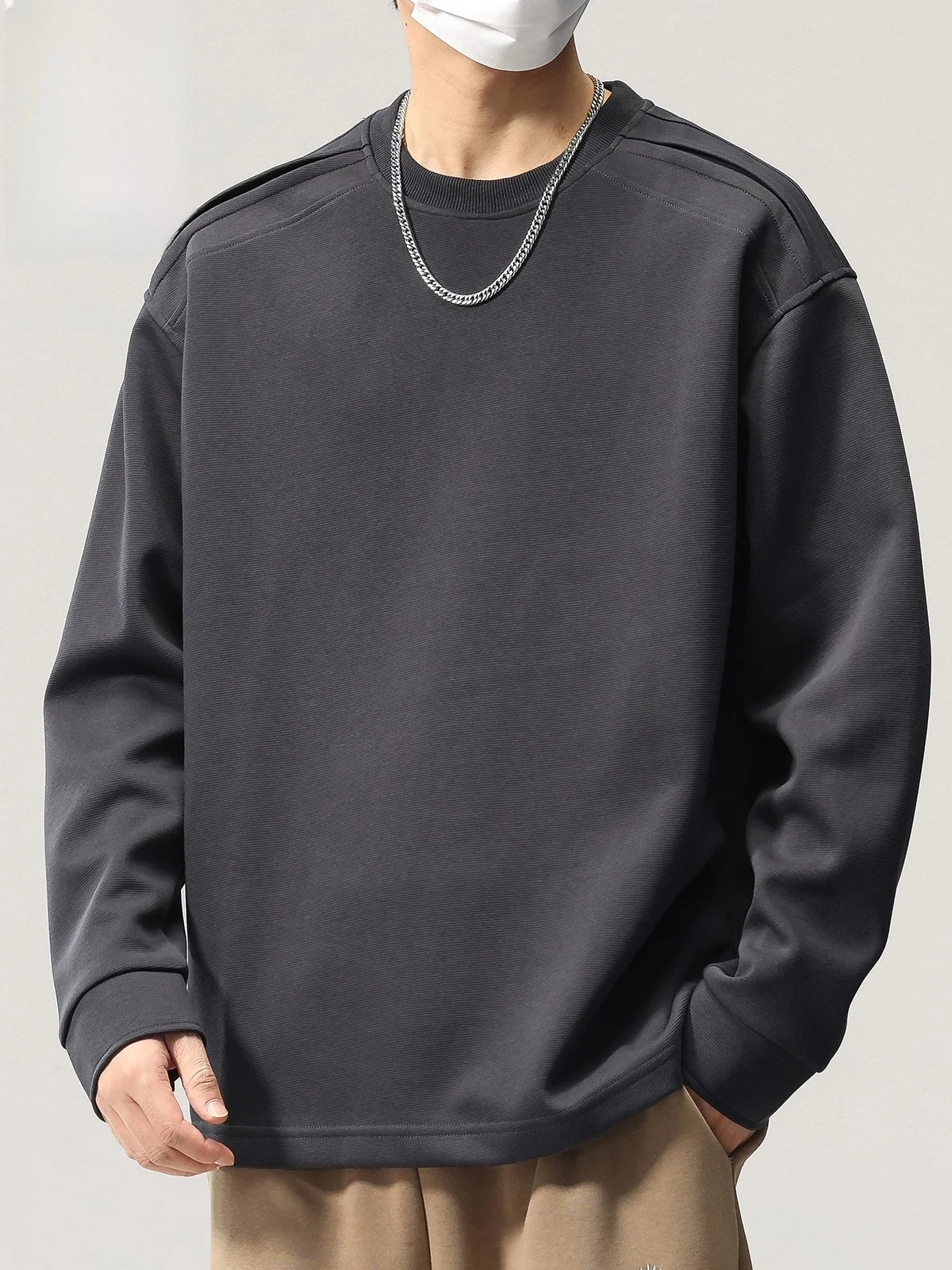 

Мужская футболка с длинным рукавом и круглым вырезом, весенне-осенняя, свободного кроя, повседневная, модная, из смесового хлопка и полиэстера, утолщенная, базовая.