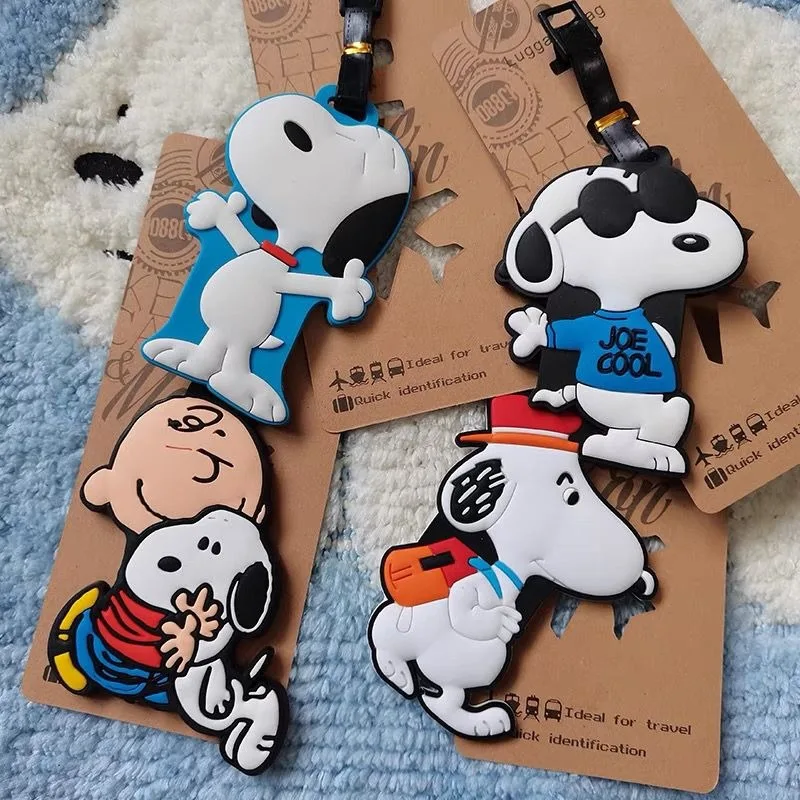 Snoopy Cartoon Kawaii Charlie Brown Puppy Luggage Tag Tag ins Creative Travel Cute Cartoon Checked Luggage Tag Gift Wholesale