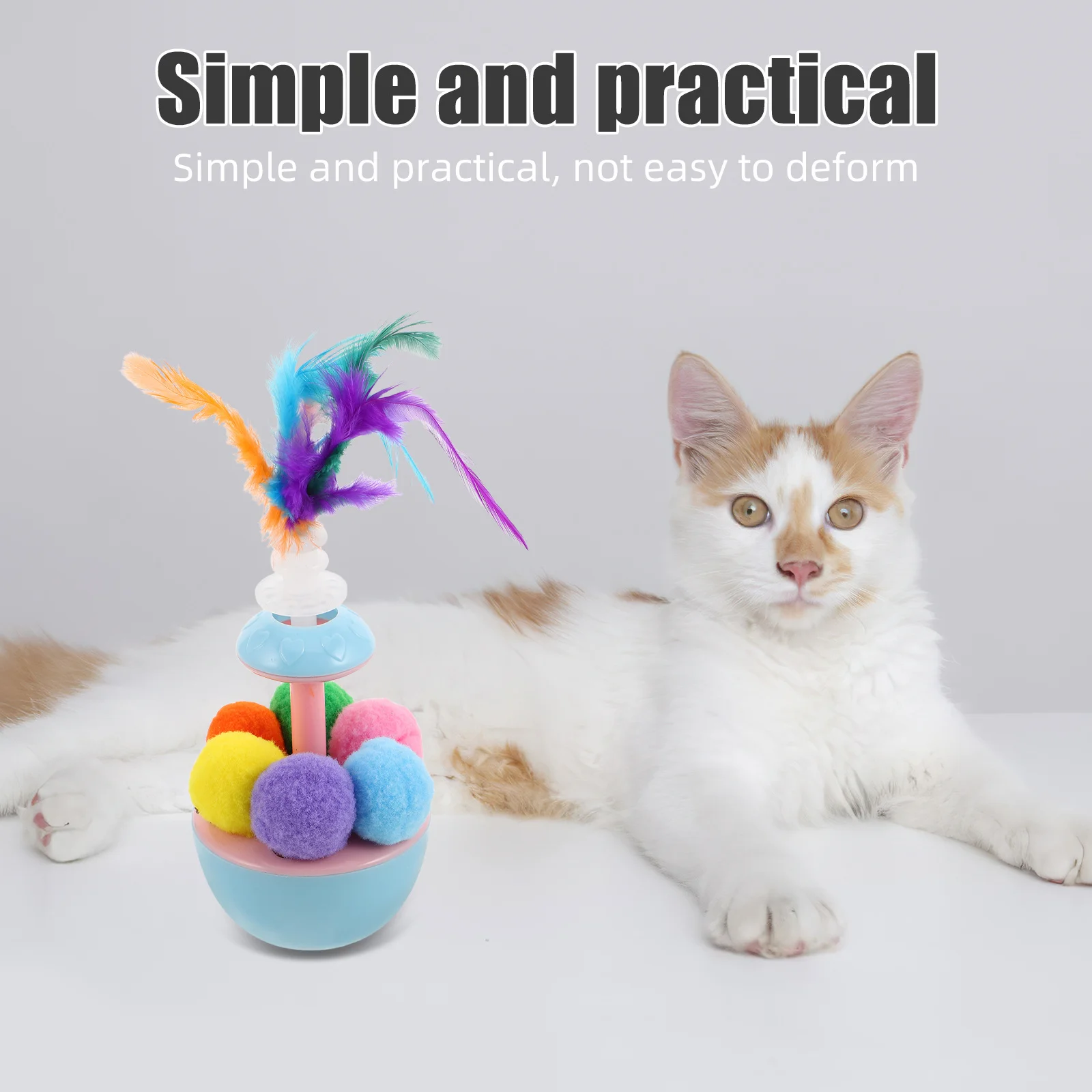 

Cat Interactive Tumbler Catnip Pompom Ball Self Playing Indoor Kitten Chase Exercise Fun Play Cat Puff Balls Pompom Ball Teaser