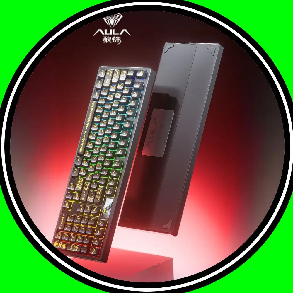 

AULA Fire100 Mechanical Keyboard 3Mode Aluminum Alloy Gaming Keyboard 8000mAh Gasket RGB Hot Swap Gamer Accessory With Screen