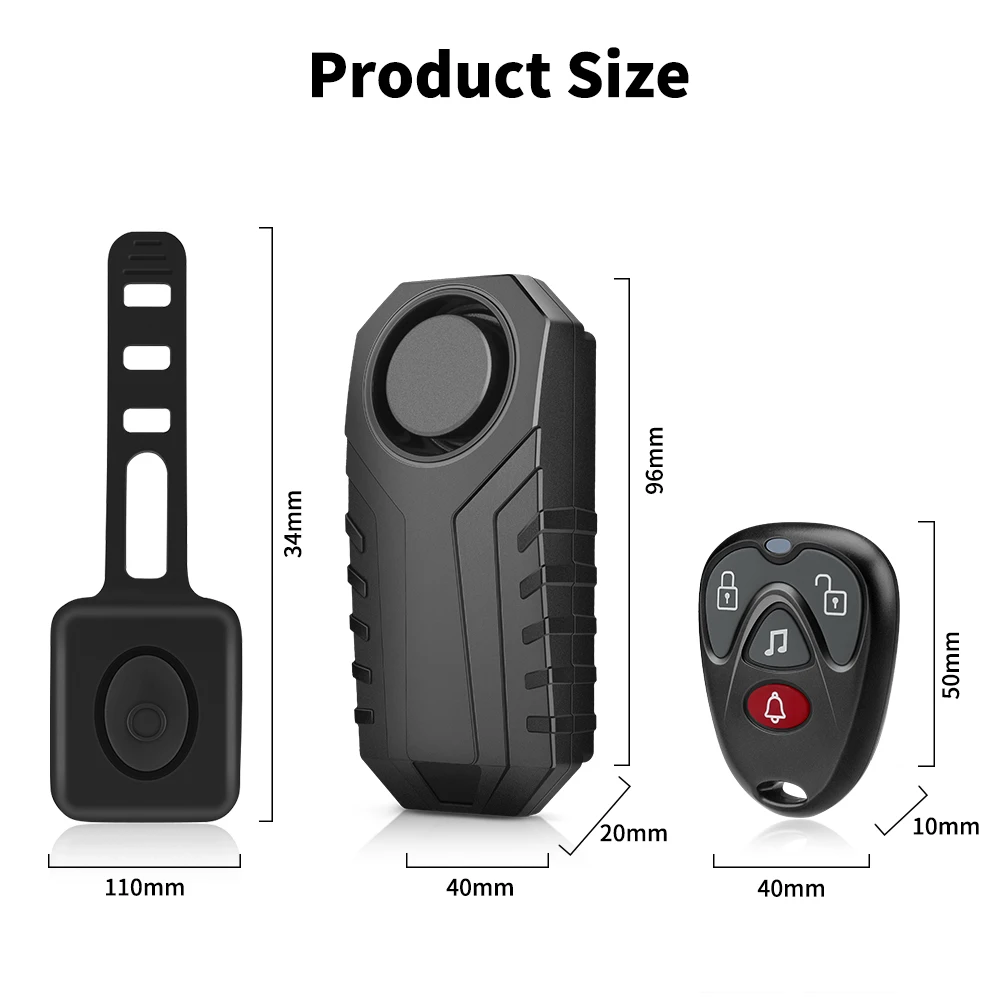 Wireless Bicycle Vibration Alarm System Waterproof Motorcycle Electric Bike Alarm Remote Control Anti Lost Security Sensor