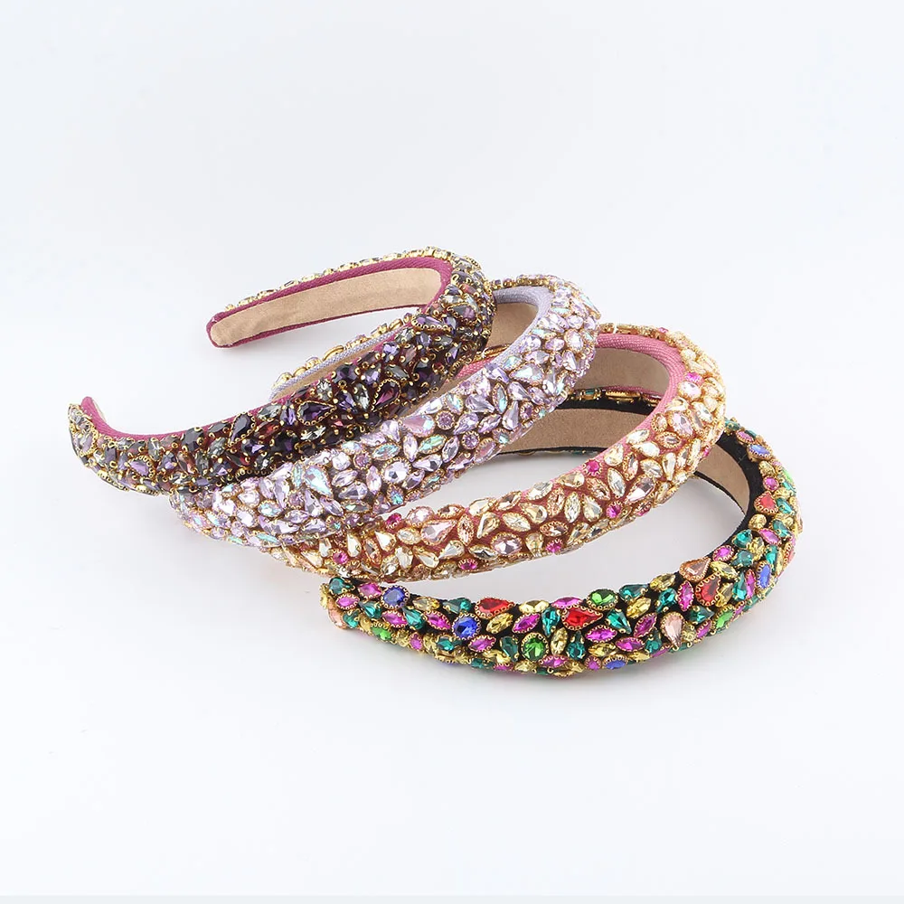 

Роскошная повязка на голову с кристаллами и стразами для женщин и девушек, модный дизайнерский ретро-аксессуар для волос, женский ободок для волос, головной убор.