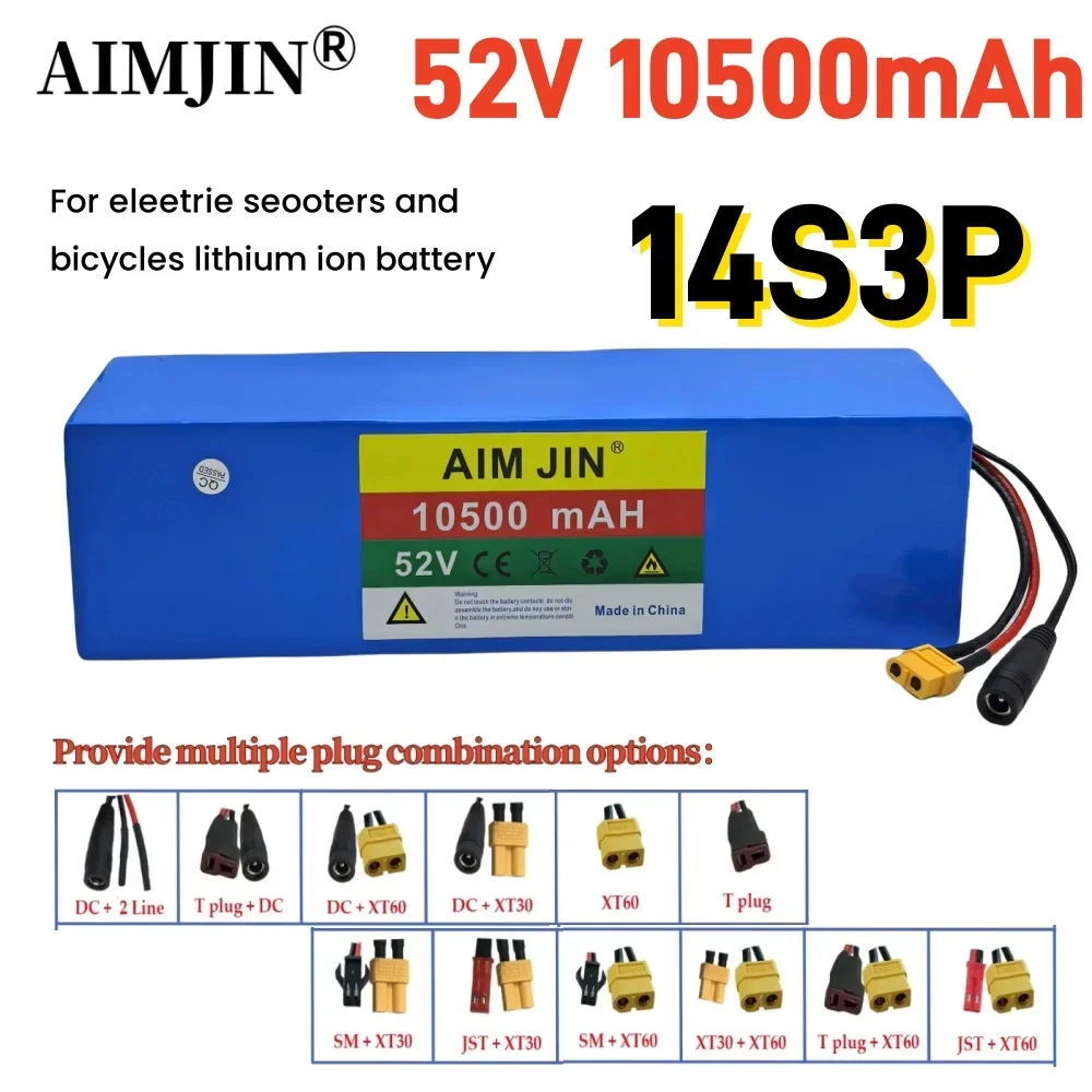 14S3P 52V 10.5Ah 18650 1000W rechargeable Lithium Battery Pack Suitable for Balance Cars, Electric Scooters, Tricycles with Ch