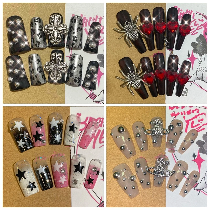 

Extra Long Coffin Handmade Y2K Press On Nail Duck Shape Fake Nails With Glue Short Full Cover Nail Tips Reusable False Nail Art