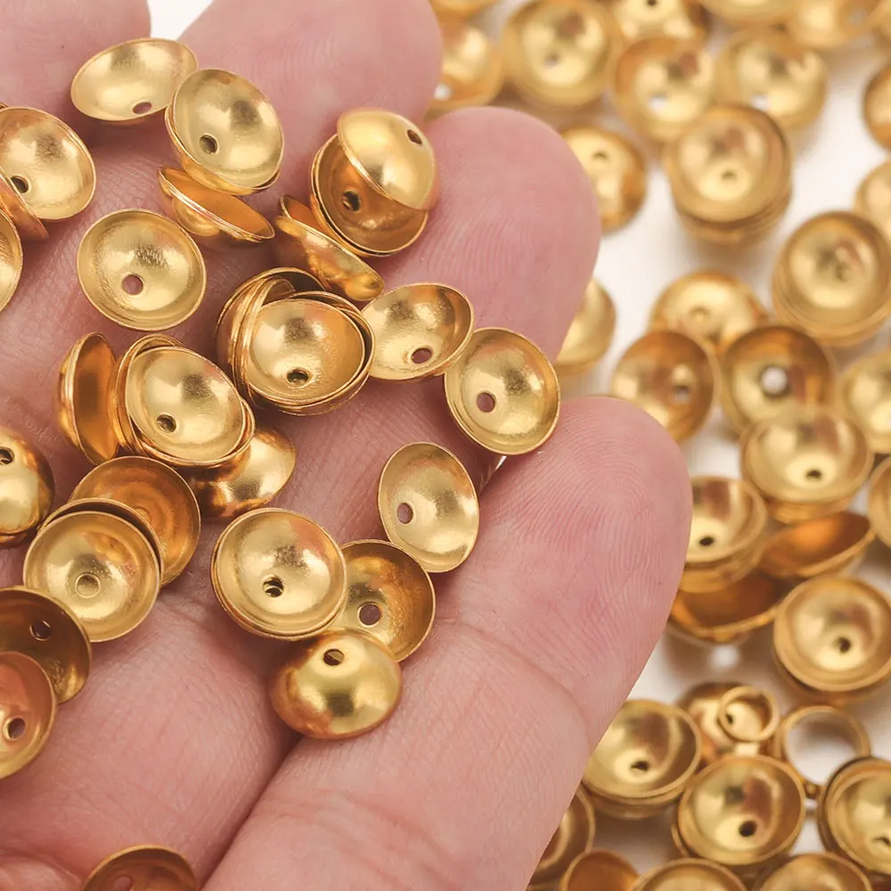 

50pcs Lot 3-8mm Gold Color Stainless Steel Round Bead Caps Spacer Beads for Needlework Jewelry Making DIY Findings Accessories