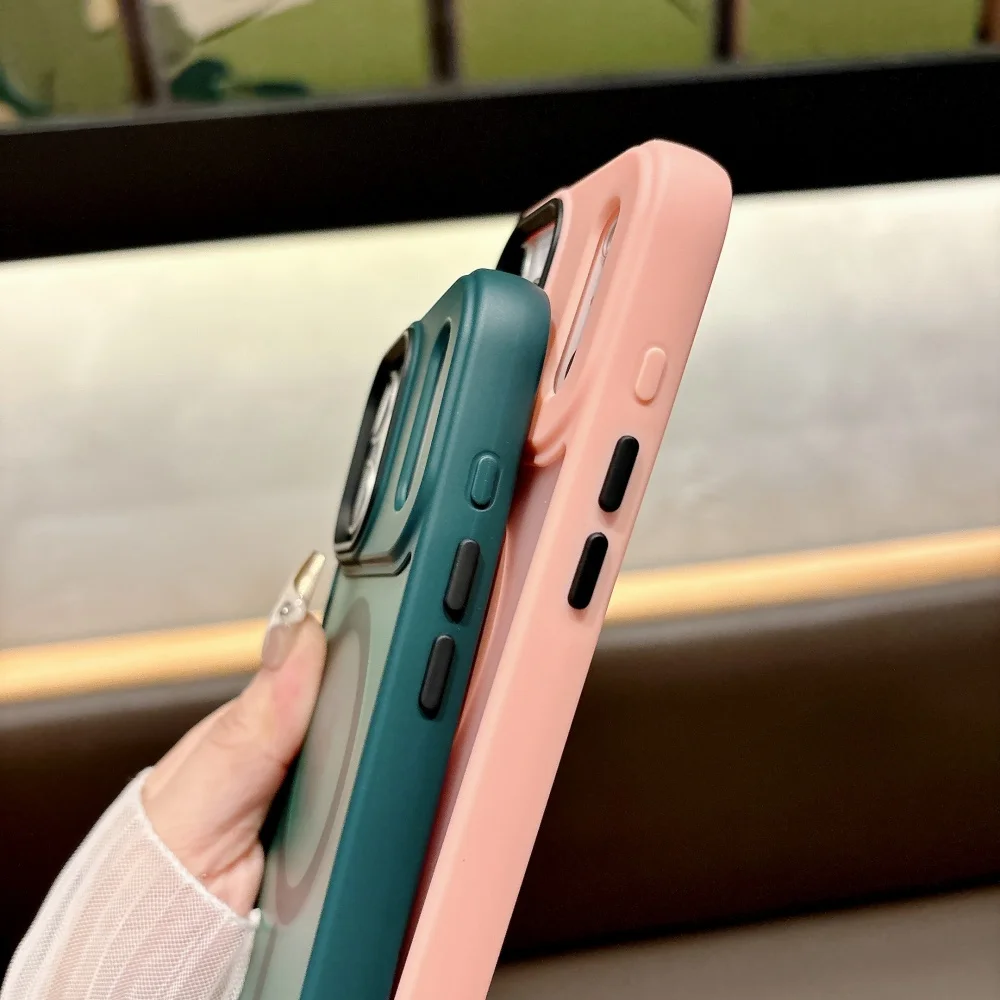 17 ProMax Magsafe حافظة شفافة غير لامعة لهاتف آيفون 17 Air 16 15 14 13 12 11 Pro Max Plus 16e غطاء مريح للشحن المغناطيسي