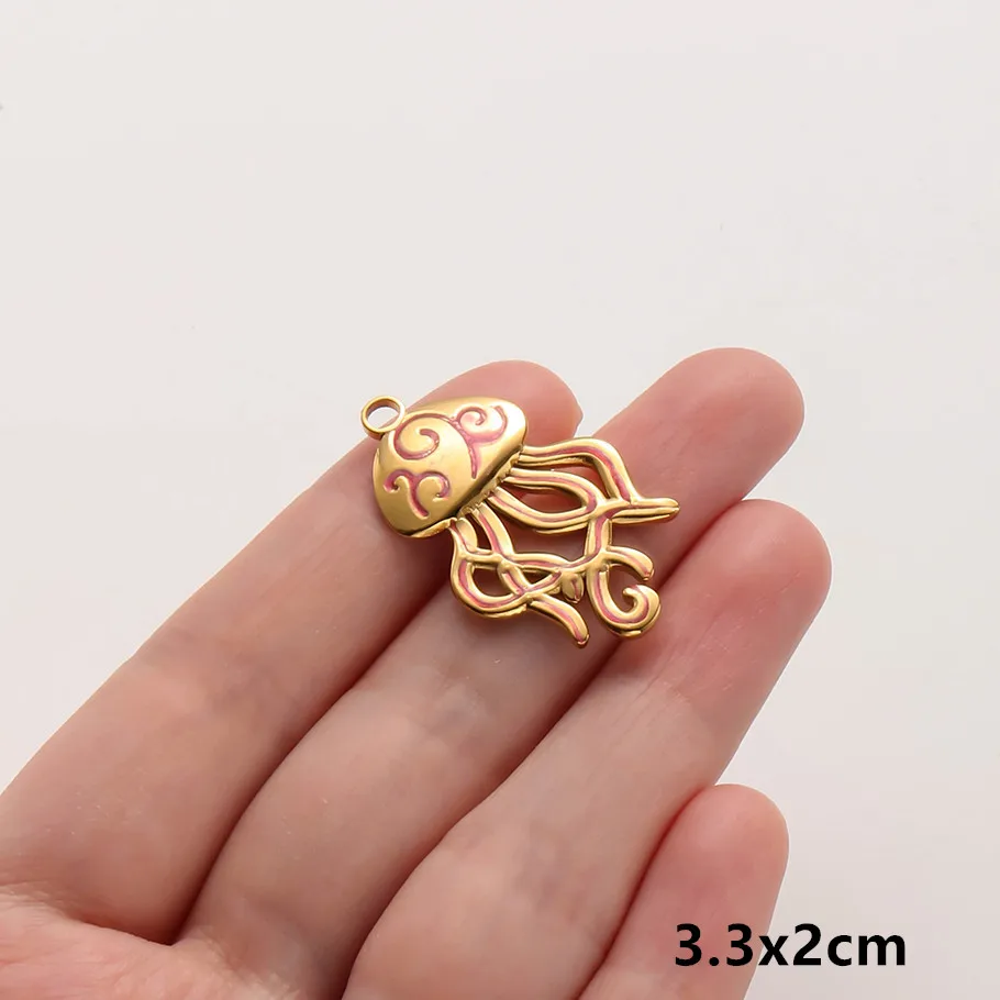6 Stück Großhandel Rosa/Pinkfarbene Emaille-Tieranhänger Flamingo Schmetterling Seestern Edelstahl-Charms für Schmuckherstellung Halskette – Detail 2