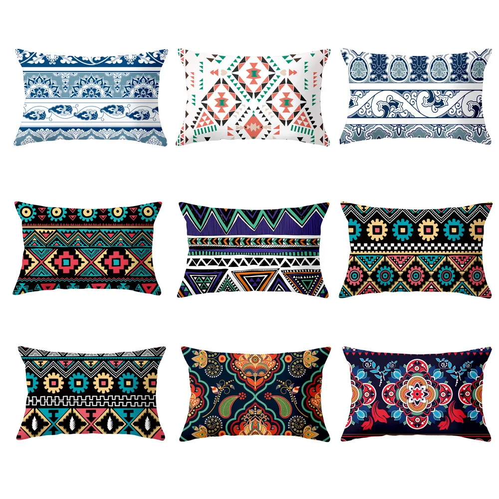 Ethnic Pattern Rectangular Pillow Cover Office Car Sofa Cushion Duplex Printing Soft Fabric Lumbar Cushion Cover home decor