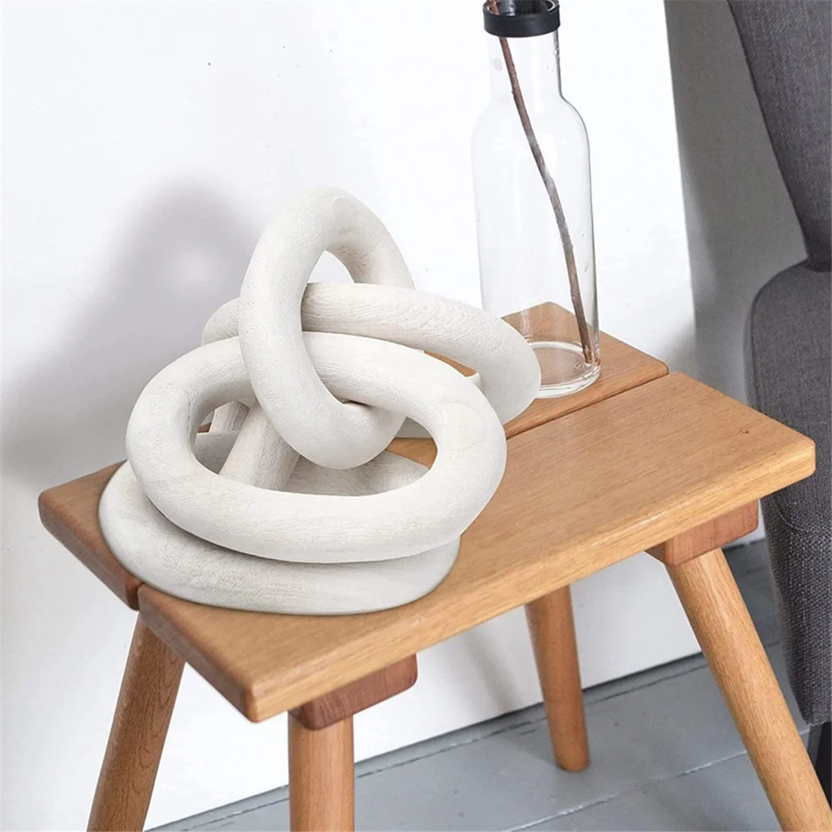 Cadena de eslabones de madera para decoración del hogar, cadena de madera decorativa tallada A mano 21,6, decoración contemporánea para estantería de granja y mesa lateral A