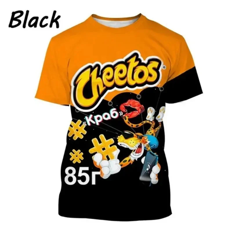 New Cheetos 3d Printed T-shirt Funny Fashion Casual Cheetos Potato Chips Personality Food T-shirt Cosplay Men\'s Clothing Quality