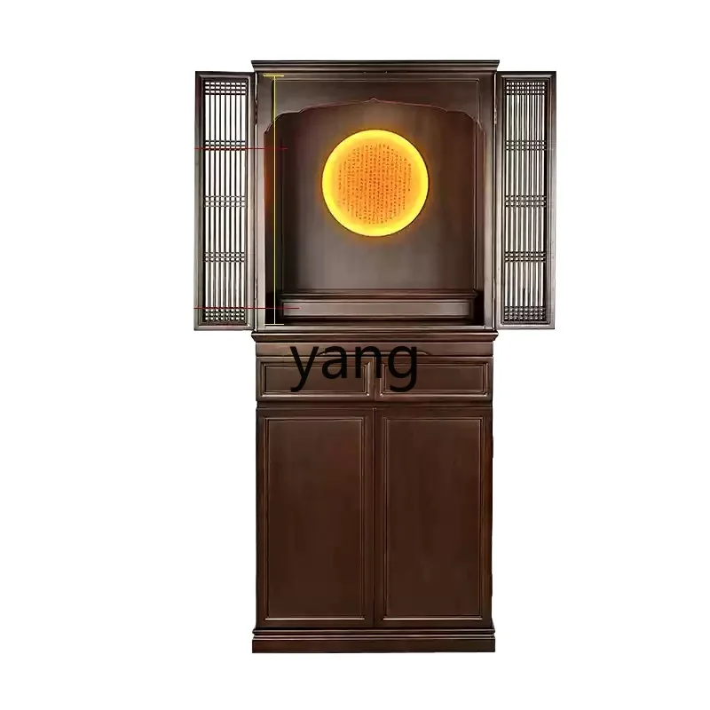 

lmm Golden Silk Sandalwood with Door Buddhist Shrine Table Household Chinese Modern Simple