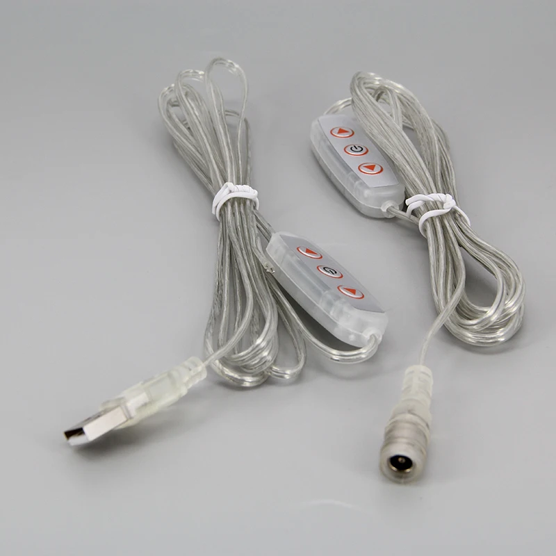 white transparent DC USB male Female Connector adjust light control Splitter Cable switch Power supply Cord for LED Neon Light