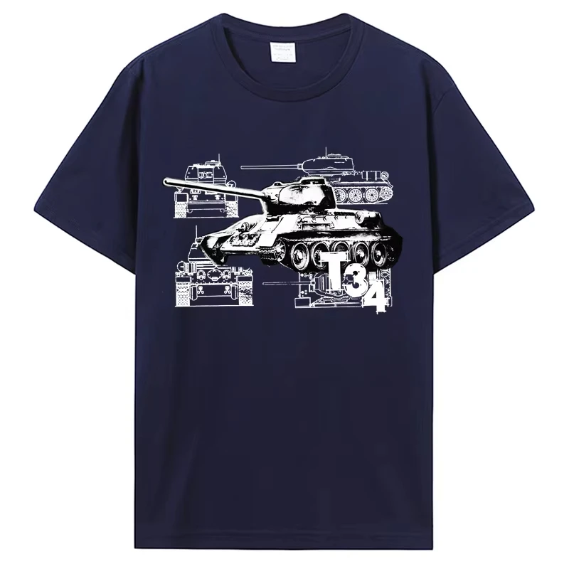 2026 Soviet Army Weapon Equipment T34 Tank T-Shirt Cotton O-Neck Short Sleeve Men's T Shirt Oversized Str