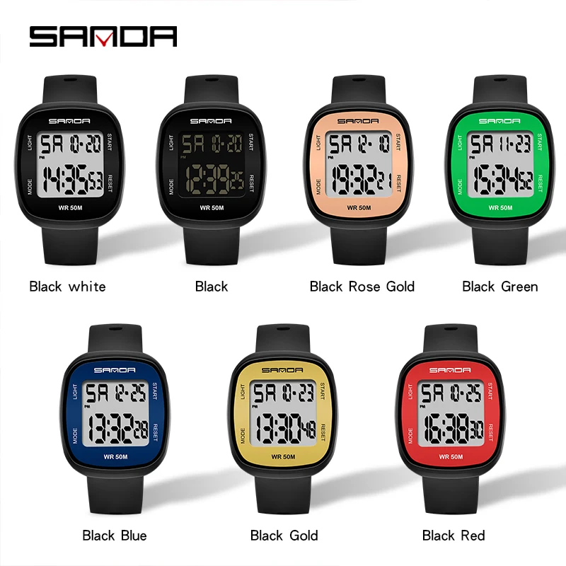 Sanda relógios dos homens nova moda relógio eletrônico multifunções hd display led relógio esportivo à prova dwaterproof água cronógrafo reloj hombre