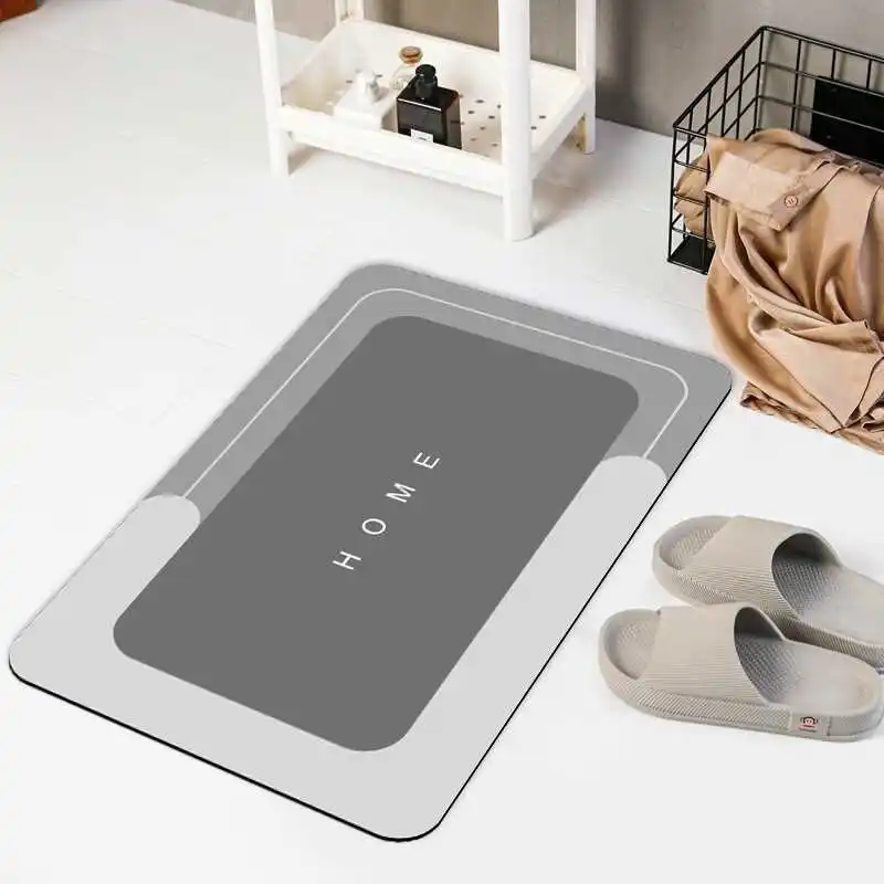 

Силиконовый грязевой коврик с простым геометрическим узором, впитывающий напольный коврик с надписью Batoom для декора Batoom, нескользящий кухонный коврик