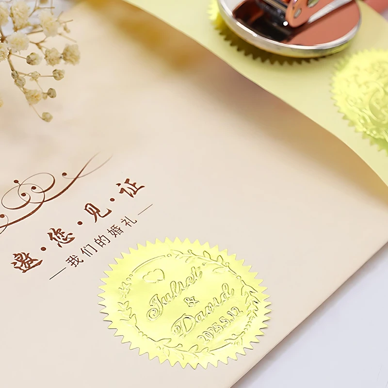 45 مللي متر والعتاد ملصق 100 قطعة/الحزمة الذهبي فضي جولة والعتاد ملصق تنقش ختم DIY بها بنفسك المواد بطاقات المعايدة دعوة الزفاف ZYF