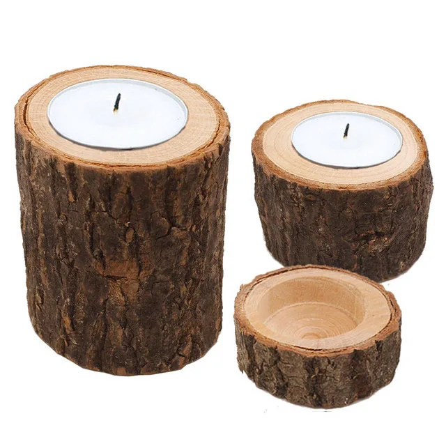 1Pcs Rustic Wedding Centerpieces Candle Decor Wooden Candle Holder Base Holiday Christmas Birthday Table Tea Light Candle Decor
