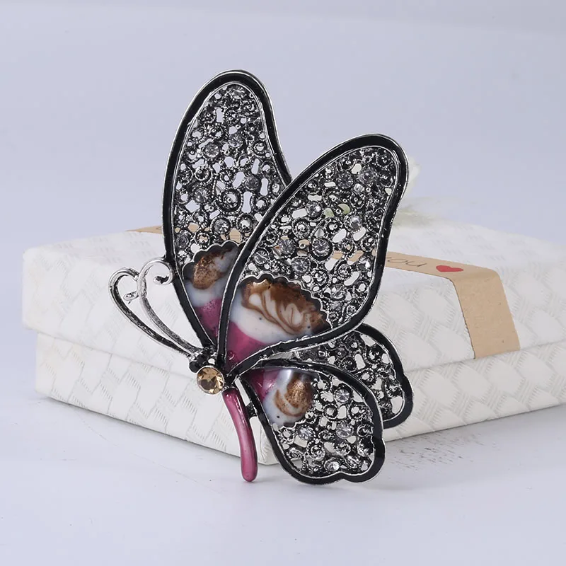 Enamel Butterfly Pins for Women Unisex Rhinestone Insect Brooches Office Party Friend Gifts Jewelry Accessories