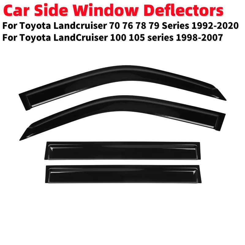 4Pcs/set Car Side Window Wind Deflectors Shelters for Toyota LandCruiser 70 76 78 79 Series /1992-2020/100 105 Series 1998-2007