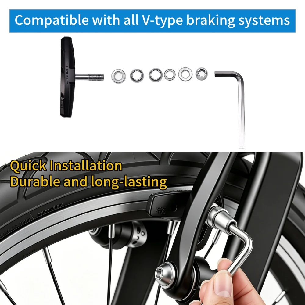 CNCLOL Fahrrad-V-Brake-Bremsbeläge 55 mm / 70 mm, passend für MTB, Faltrahmen, BMX-Fahrrad, Gummi-Bremsbeläge, 2 Paar, passend für Shimano/SRAM V-Brake – Detail 8