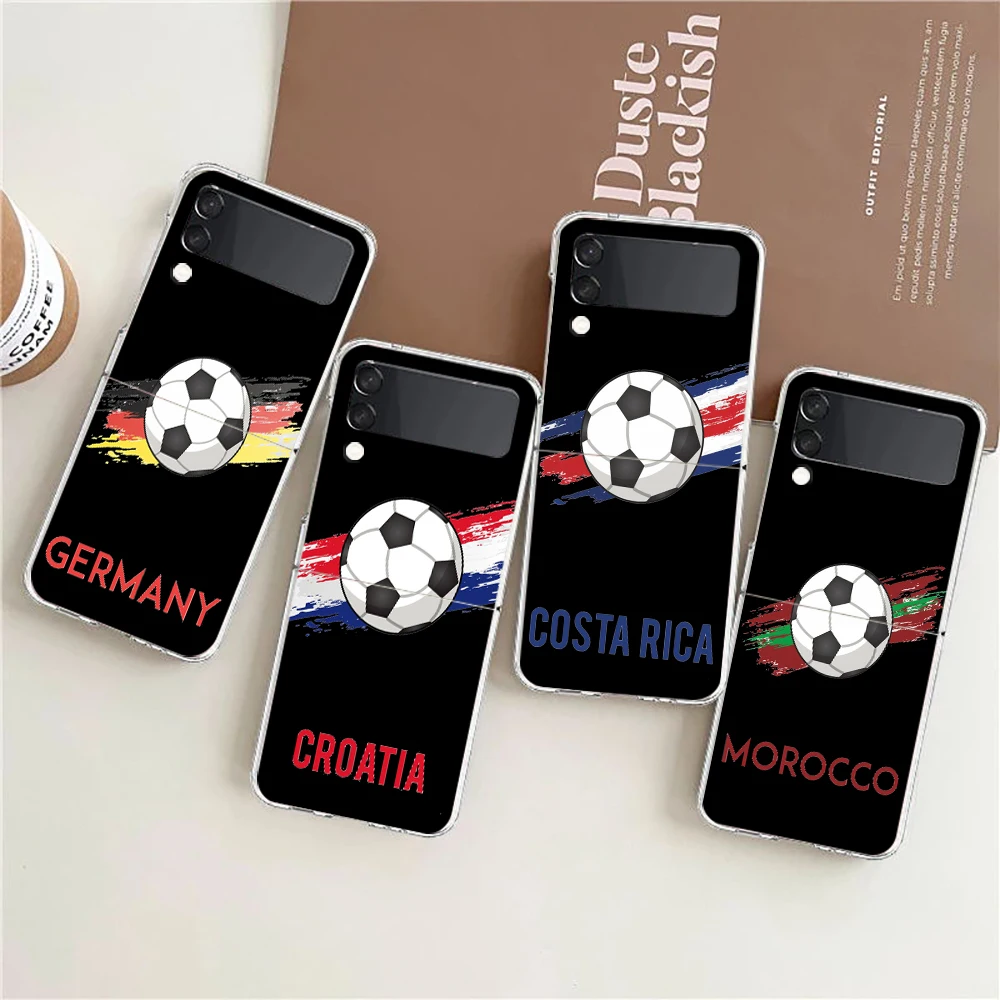 Country Soccer Morocco Football Clear Phone Case For Samsung Galaxy Z Flip 3 4 5 Hard Folding Shell For Samsung Z Flip3 Cover