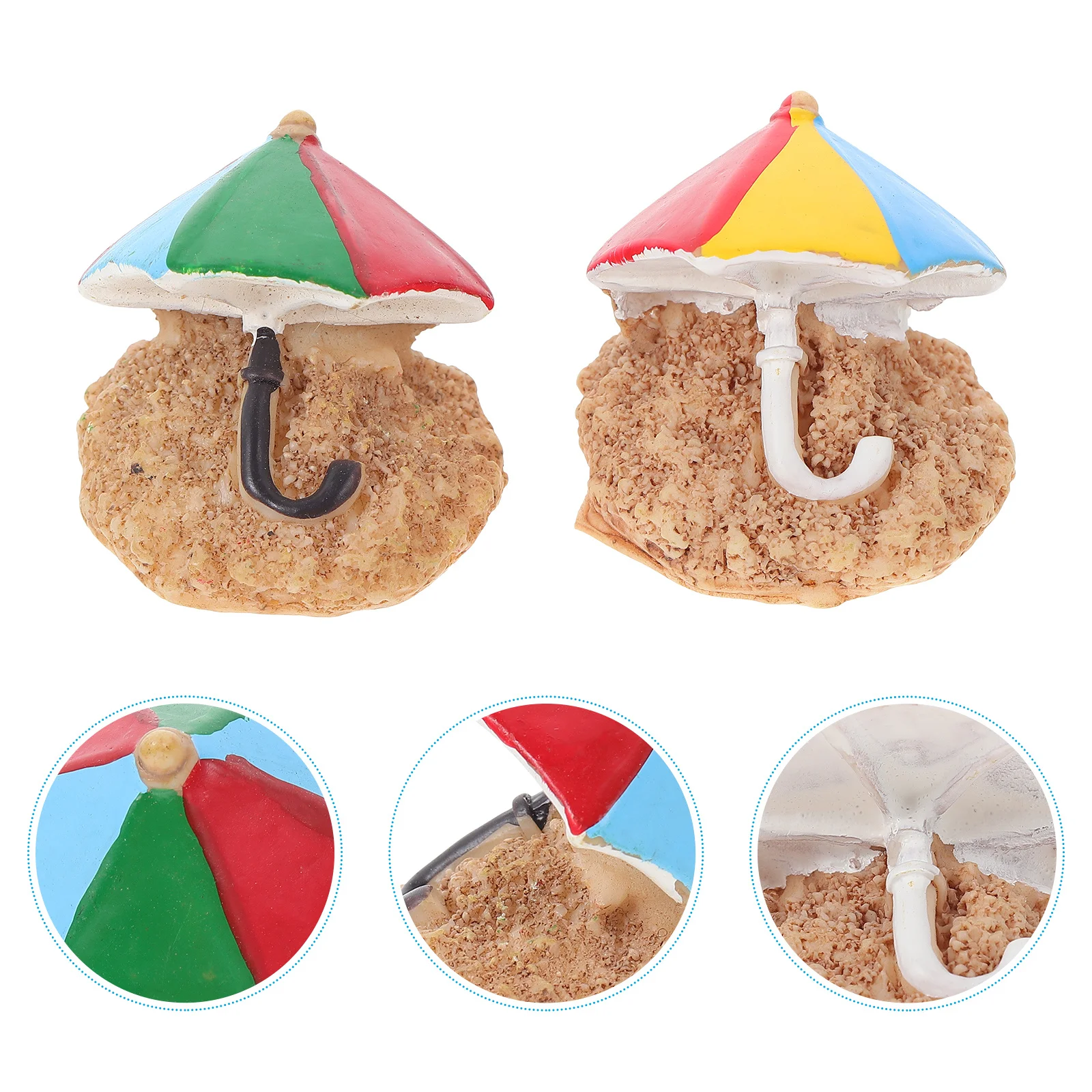 

2Pcs Mini Beach Umbrella Decoration Resin Ornaments Lifelike Design Fairy Gardens Mini House Garden Decor Small Garden Decor