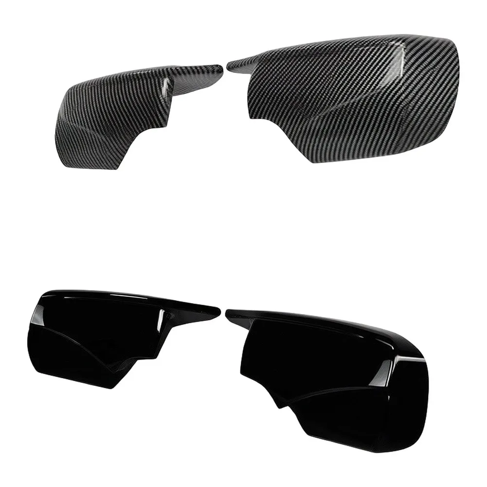 E46 Mirror Shell Piano Black Rearview Mirror Cover ABS Plastic Construction Piano Black Finish Carbon Fiber Texture