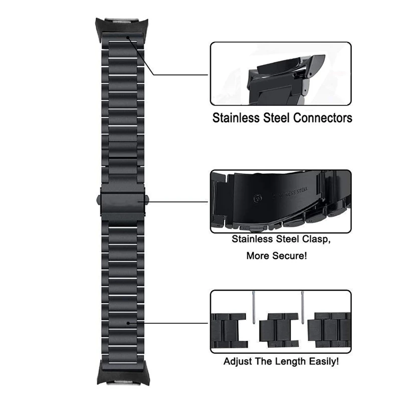 Strap For Samsung Gear S2 SM-R720 Stainless Steel Metal Band With Connector Bracelet For Samsung Watch Gear S2 Luxury Wristband